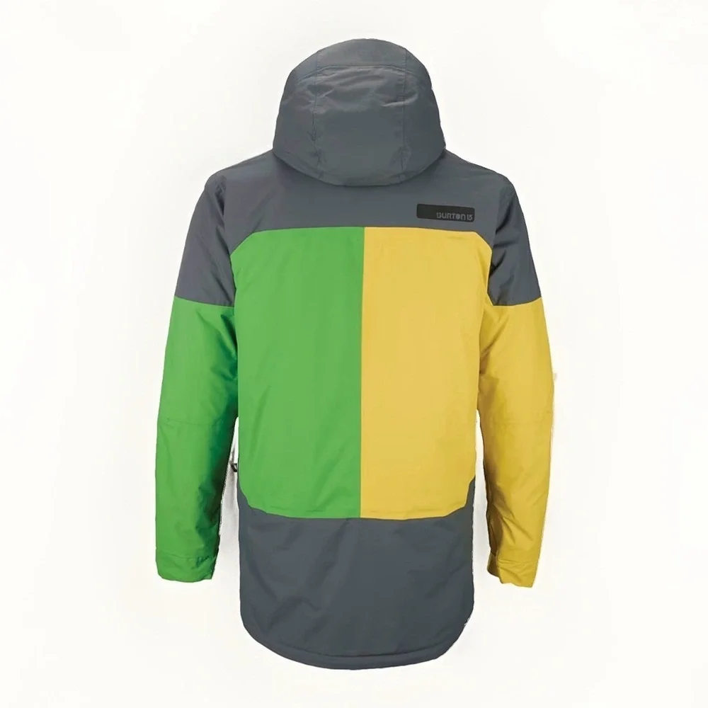 Burton Sutton DryRide 10K Snowboard Ski Jacket Mens L Gray Yellow Green Hooded